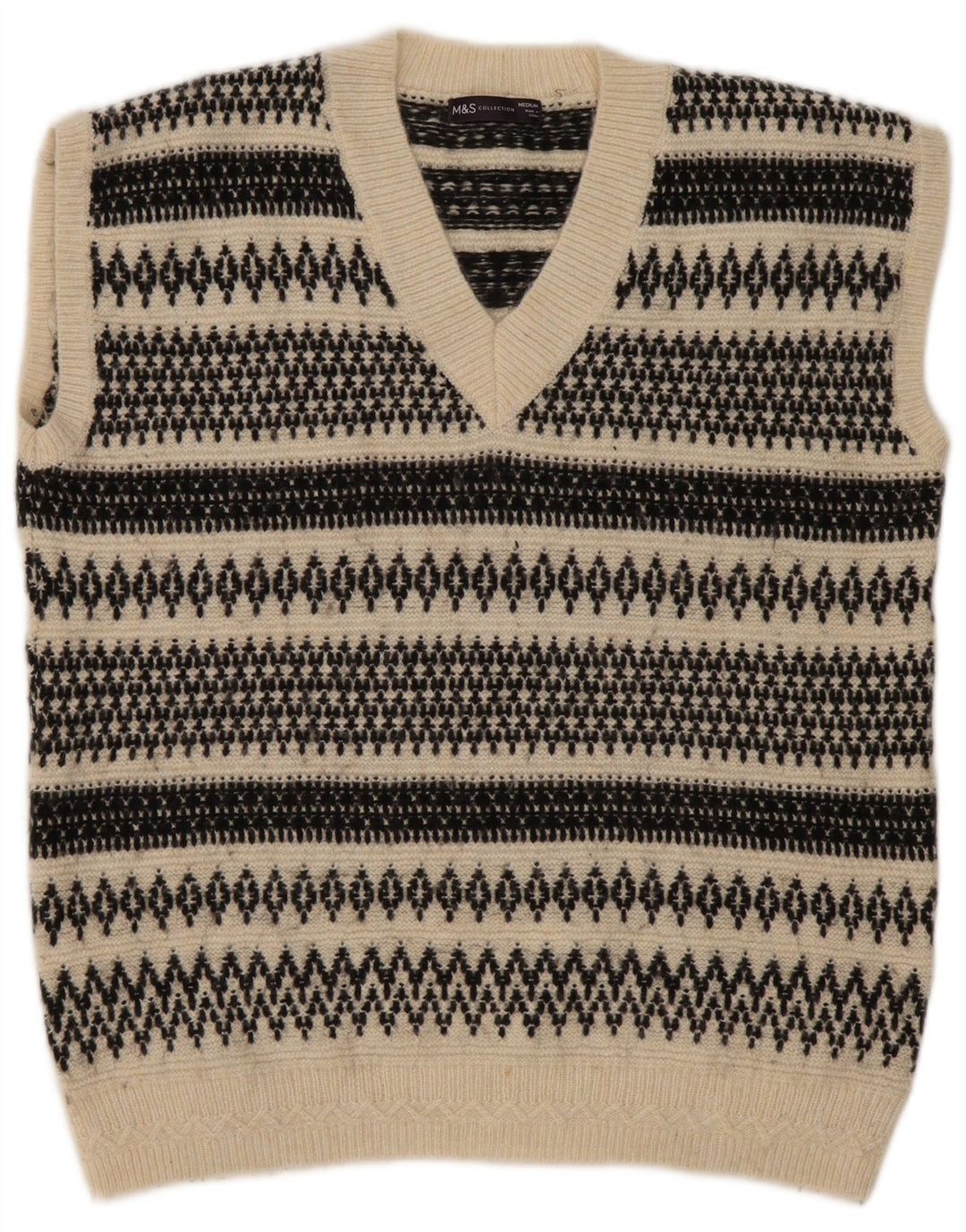 Marks & Spencer Vestă pentru bărbați Tank Top Mediu Bej Fair Isle Acrylic