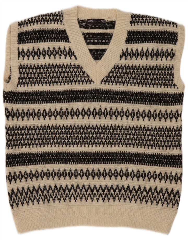 Marks & Spencer Vestă pentru bărbați Tank Top Mediu Bej Fair Isle Acrylic