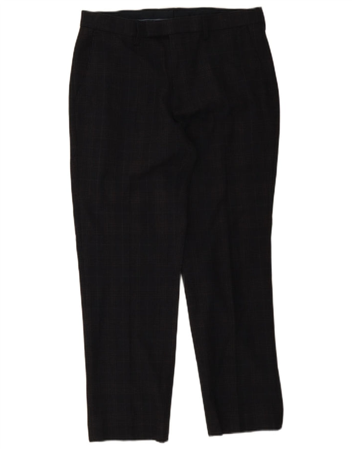 Pantaloni de costum pentru bărbați Marks & Spencer, cu tăiere obișnuită, L32 L29, albastru bleumarin, carouri