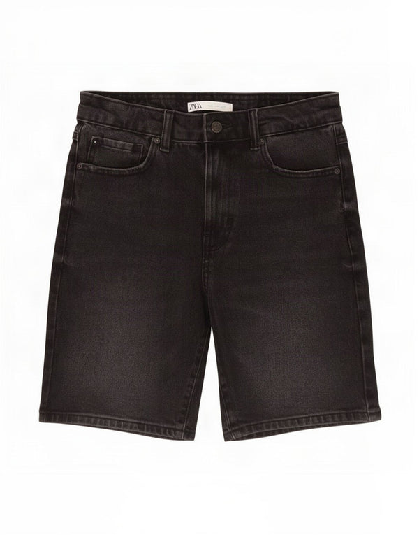 Pantaloni scurți din denim pentru bărbați Zara EU 38 Small W30 Bumbac negru