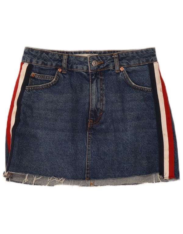 Topshop Womens Mini Denim Skirt UK 10 Small W28 Blue Colourblock