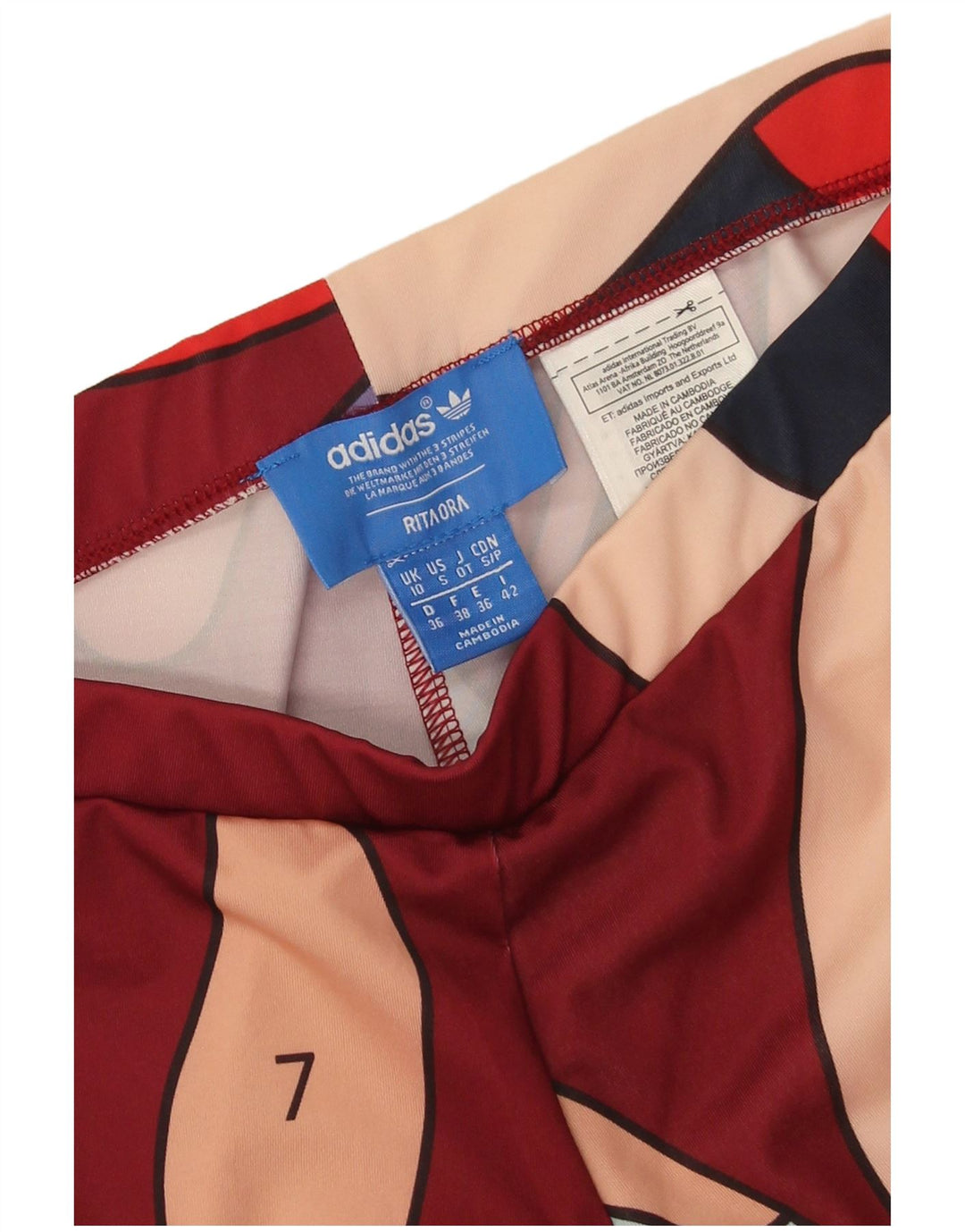 Adidas Womens Rita Ora Leggings cu model abstract UK 10 Small Burgundy