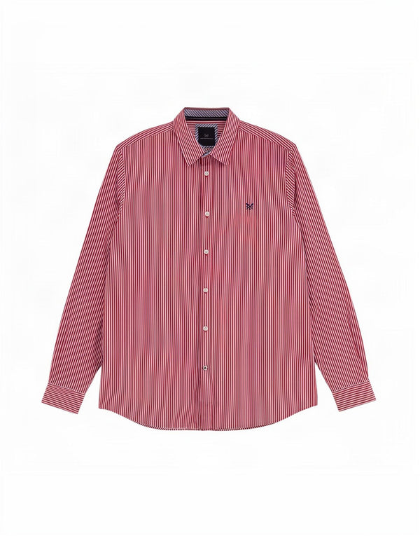 Crew Clothing Cămașă clasică pentru bărbați XL, bumbac cu dungi roșii