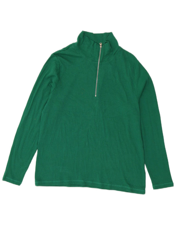 Marks & Spencer Top cu fermoar pentru femei cu mânecă lungă UK 18 XL bumbac verde