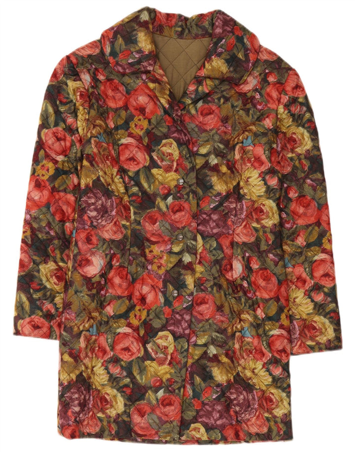 Pardesiu matlasat vintage pentru femei UK 8 mic, multicolor, floral