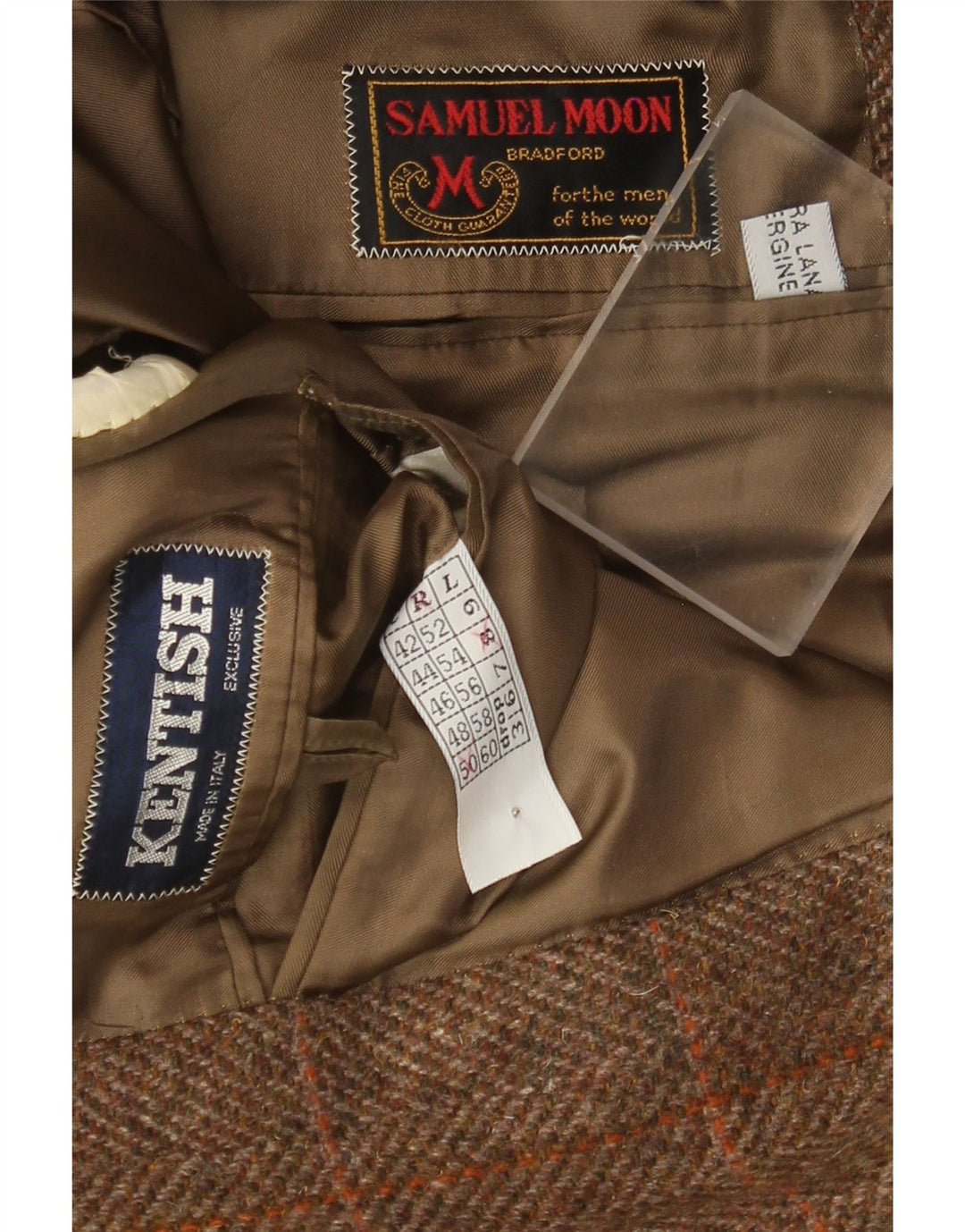 Jachetă vintage pentru bărbați, cu 2 nasturi, IT 50, lână mare cu carouri, maro