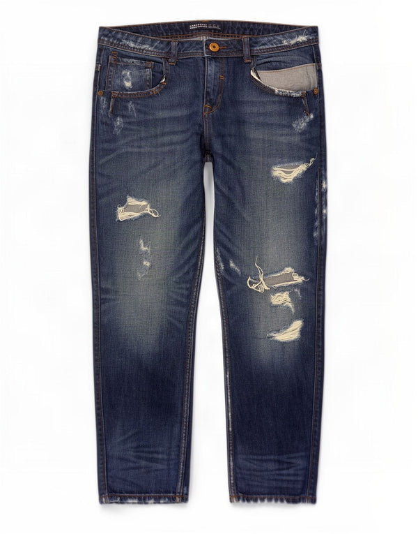 Zara Womens Distressed Cropped Jeans EU 40 Medium W30 L26 Blue