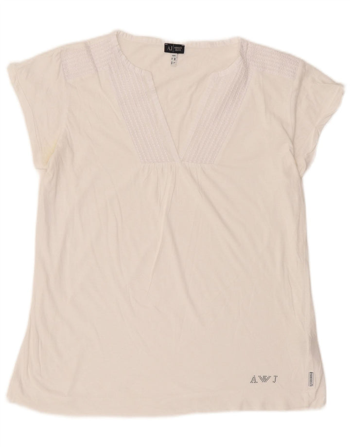 Bluză pentru femei Armani Jeans, UK 16, mare, alb, bumbac