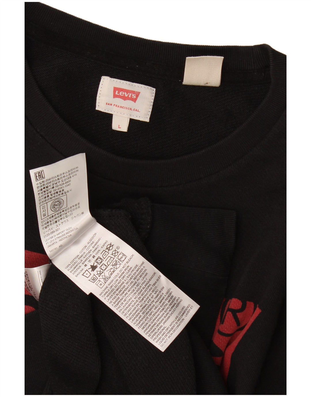 Levi's Pulover grafic pentru bărbați, bumbac mare, negru