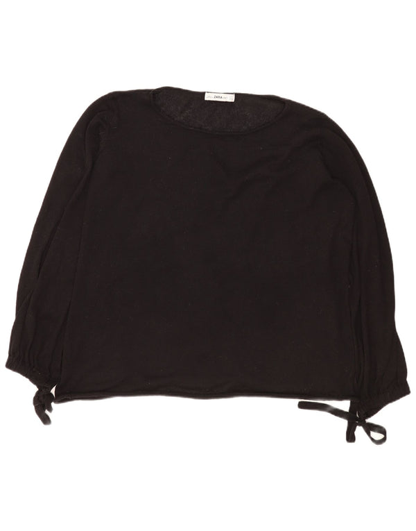 Pulover supradimensionat pentru femei Zara, cu gât de barcă, UK 10 Poliester negru mic