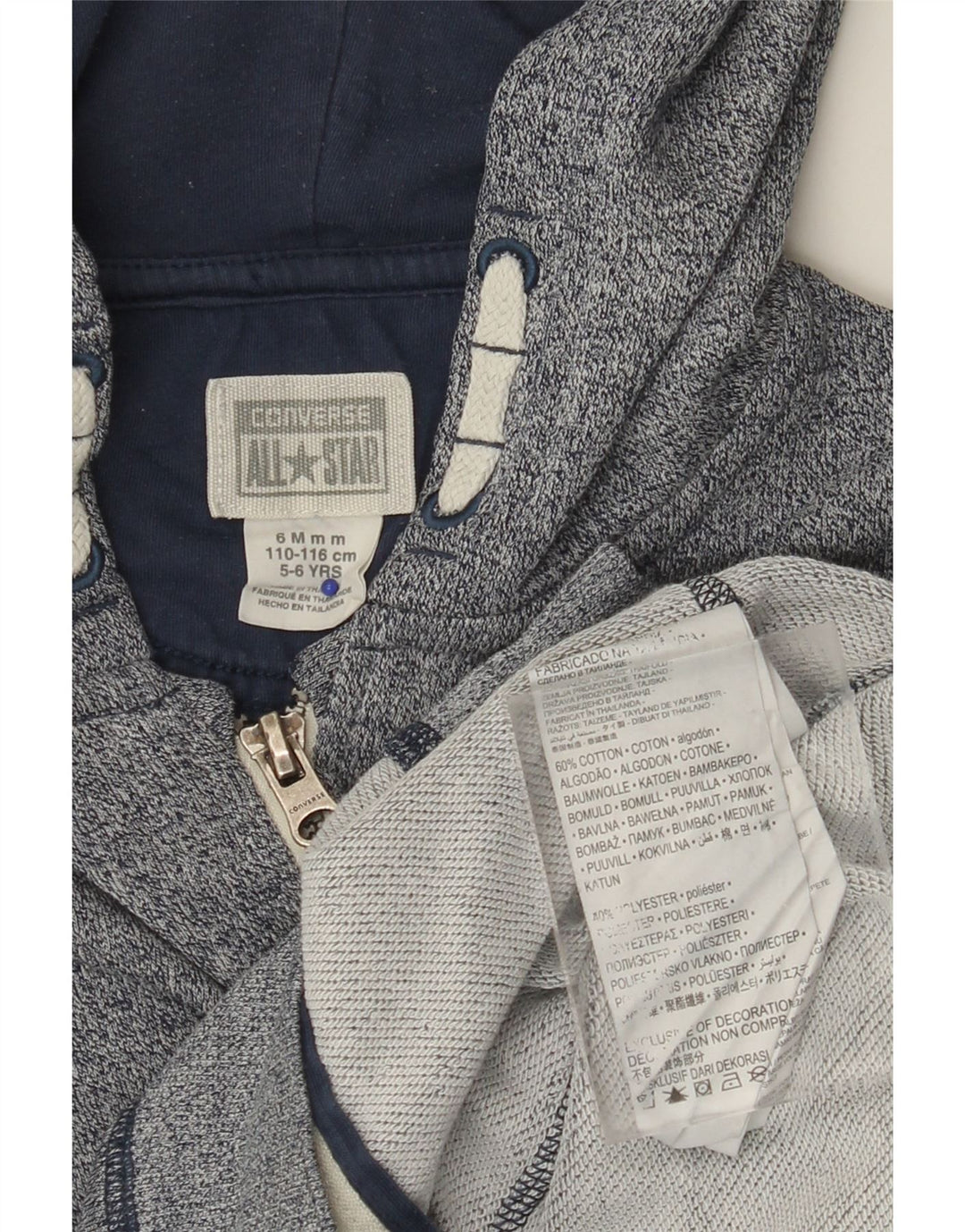 Pulover CONVERSE pentru băieți All Star, cu fermoar, 5-6 ani, bumbac cu pete albastre