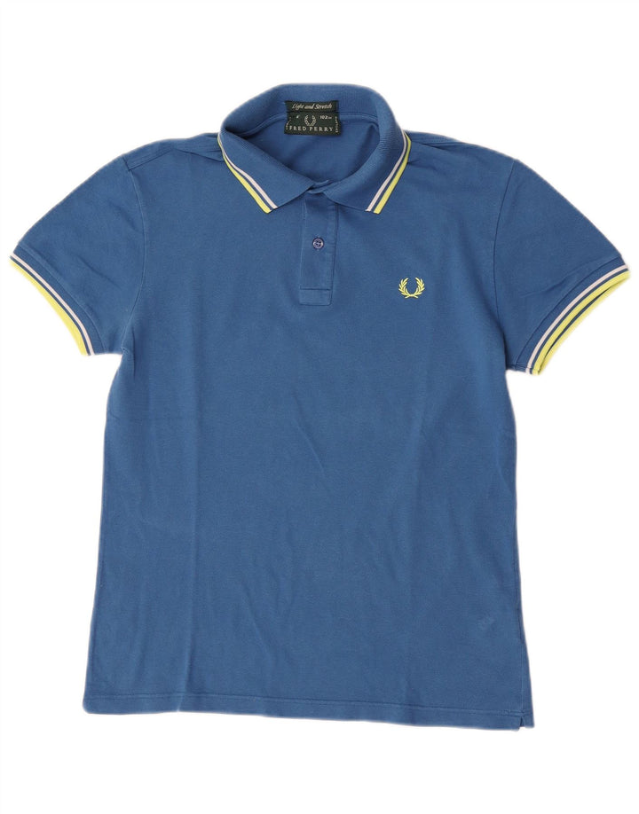 Cămașă polo pentru bărbați Fred Perry, ușor și elastic, bumbac cu dungi albastre medii