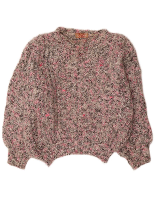 Pulover vintage pentru femei cu gât de barcă, UK 18 XL, pete gri