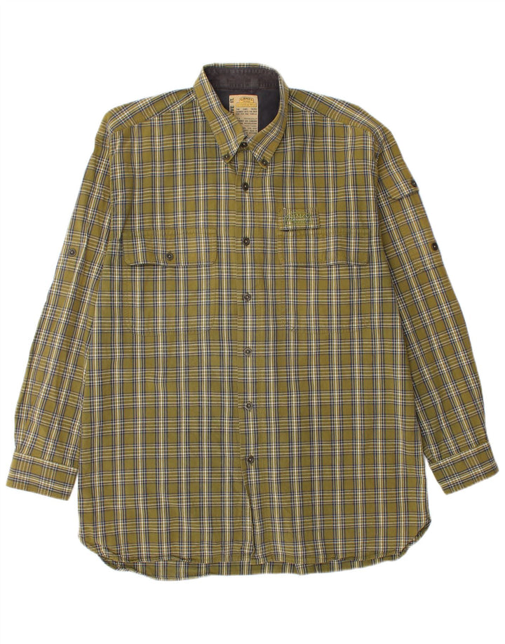 Cămașă de flanel pentru bărbați Camel XL Kaki Check Bumbac