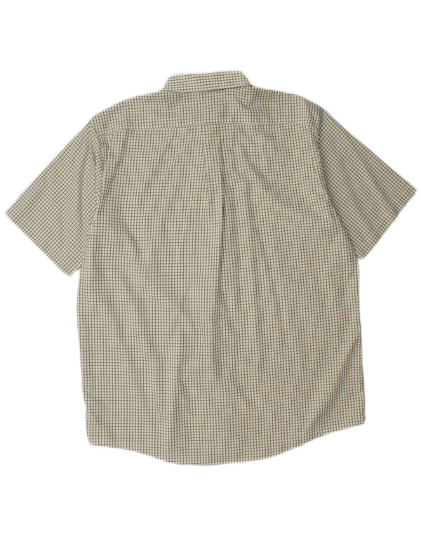 L.L.Bean Mens Short Sleeve Shirt Large Off White Check Cotton