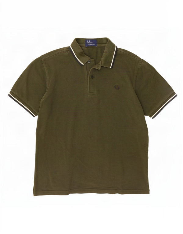 Cămașă polo Fred Perry pentru bărbați, bumbac cu dungi mari kaki