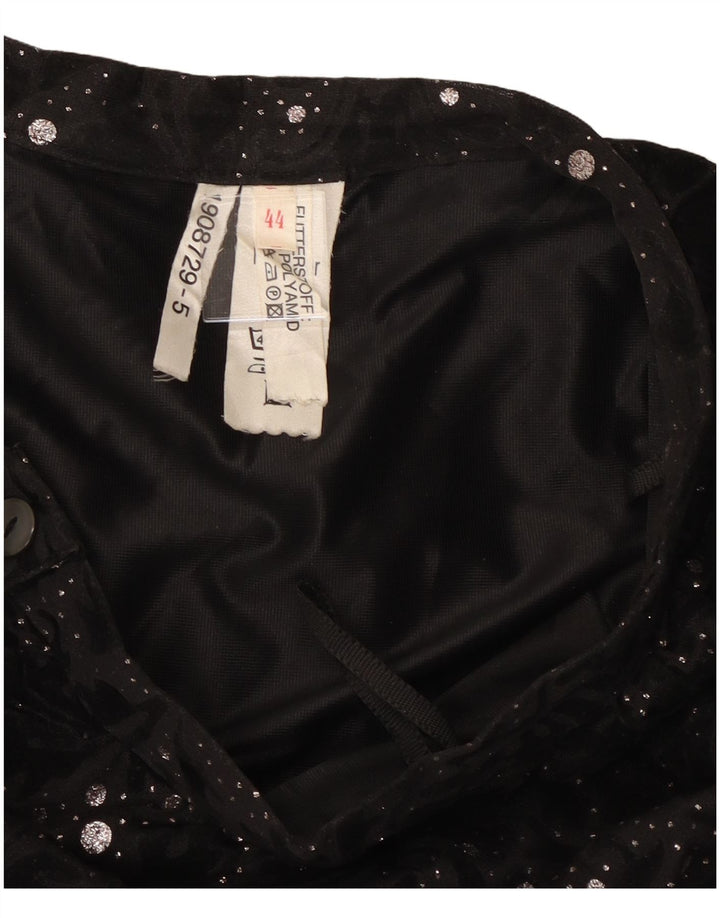 Fusta cu etaje vintage pentru femei IT 44 Medium W30 Poliamidă Paisley neagră