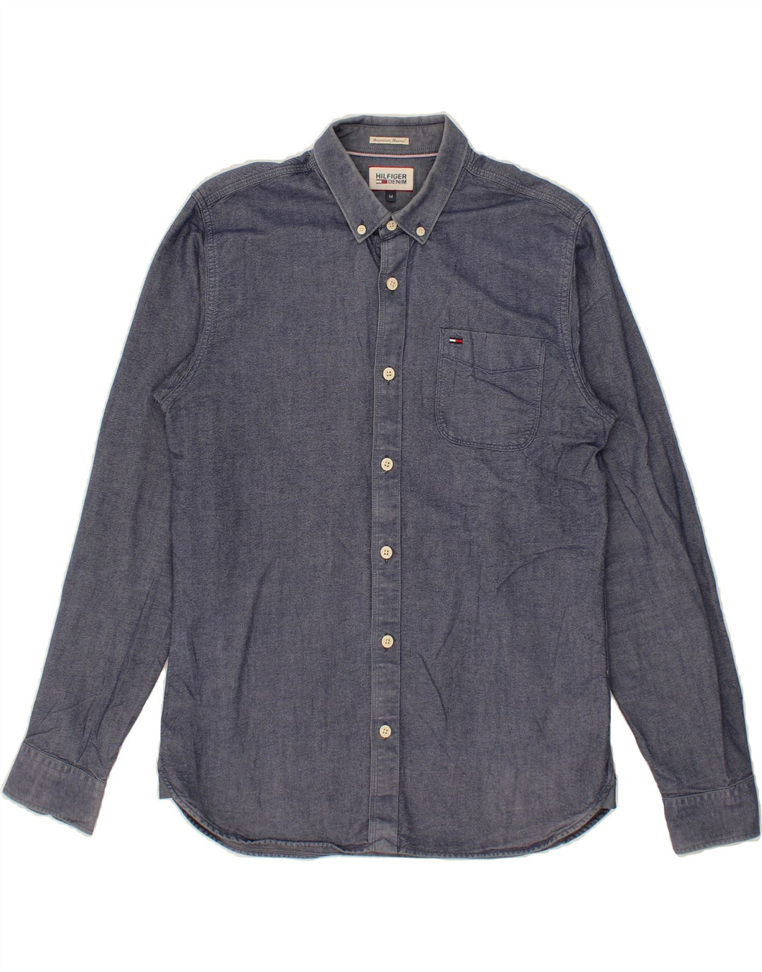 TOMMY HILFIGER Mens Shirt Medium Navy Blue Cotton Vintage Tommy Hilfiger and Second-Hand Tommy Hilfiger from Messina Hembry 