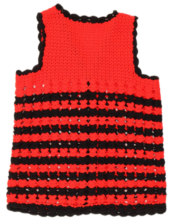Cardigan Vintage fără mâneci pentru femei UK 14 Medium Red Dungate Retro