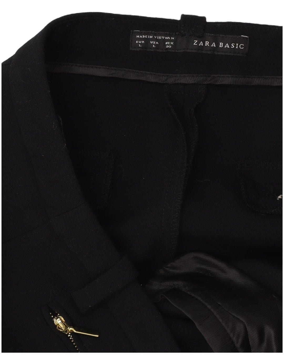ZARA Pantaloni Drepți Femei L30 L32 Negru