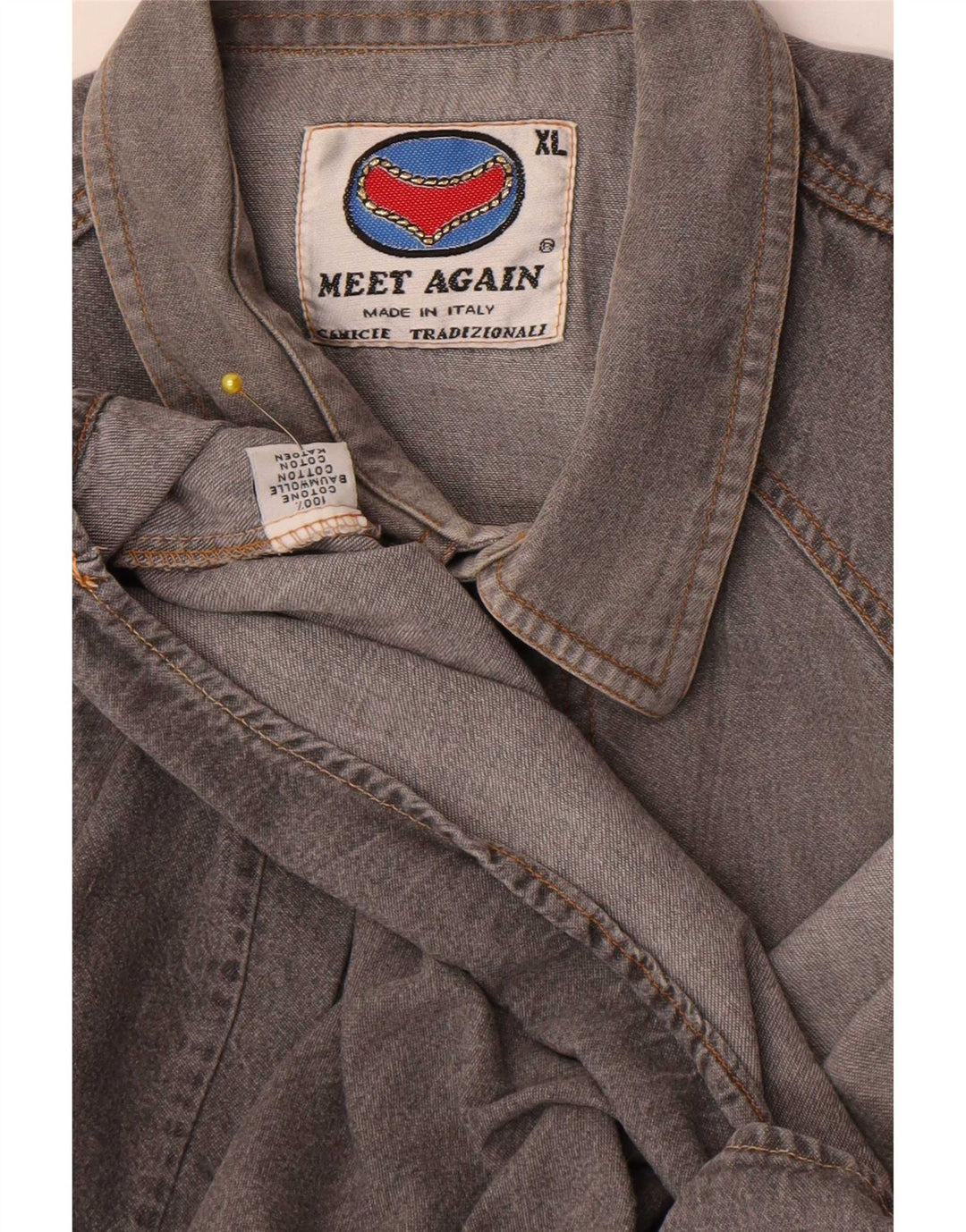 Cămașă Vintage bărbați din denim XL bumbac gri