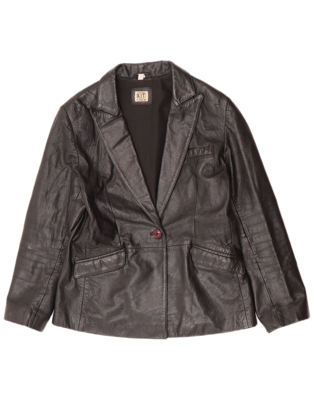 Jachetă de piele vintage pentru femei UK 12 Medium Black Leather