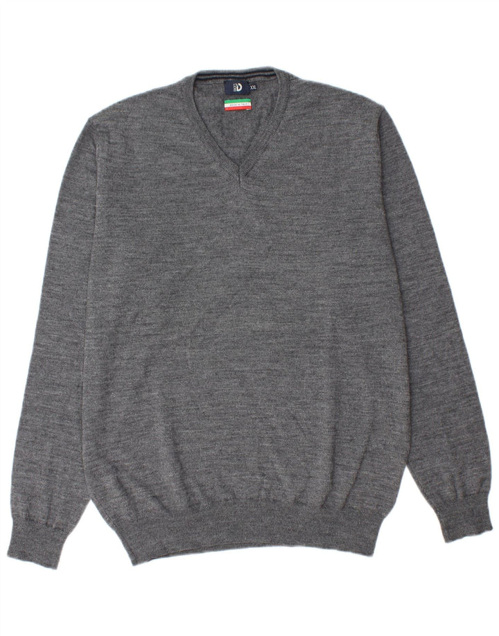 Pulover pentru bărbați Dack's cu decolteu în V, 2XL, lână gri