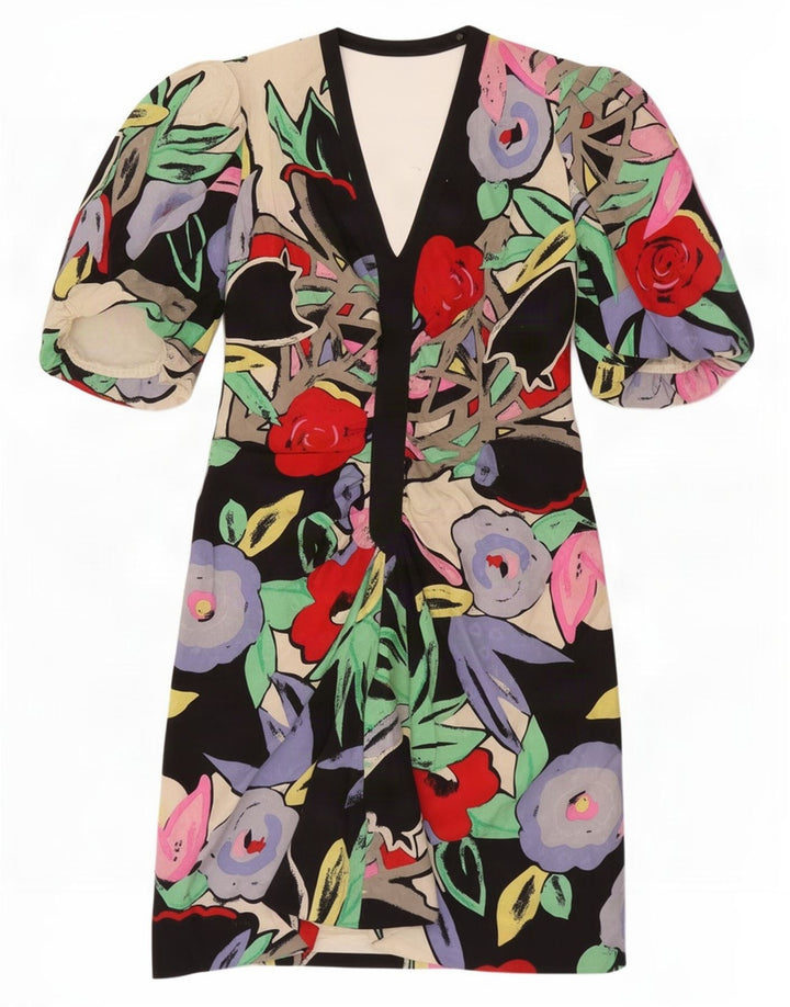 Rochie schimbătoare pentru femei Frank Usher UK 14 Medium Black Floral Acetat