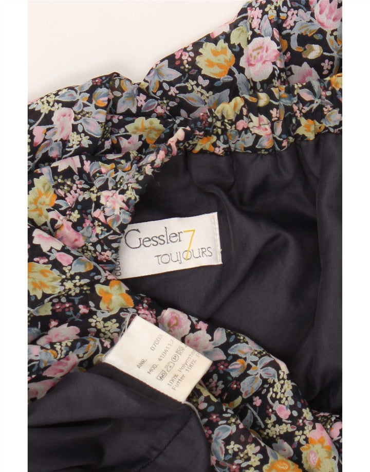 Fusta A-Line pentru femei Vintage W34 Poliester Floral Albastru Marin Mare