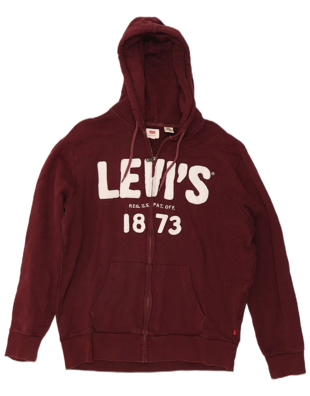 Pulover cu capotă cu fermoar grafic LEVI'S pentru bărbați, bumbac maro mare