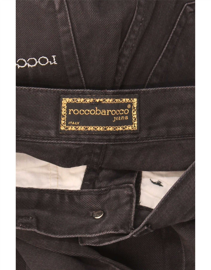 Blugi conici pentru femei Roccobarocco W27 L31 bumbac negru
