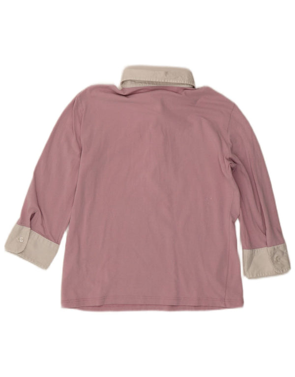 Fred Perry pentru femeie, cămașă polo cu mâneci 3/4 UK 18 XL roz bumbac color bloc