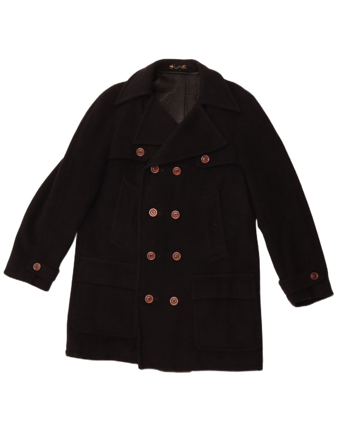 VINTAGE Palton dublu pentru bărbați UK 40 mare negru