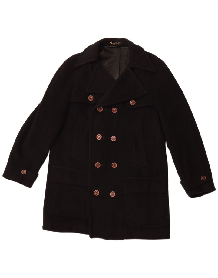 VINTAGE Palton dublu pentru bărbați UK 40 mare negru