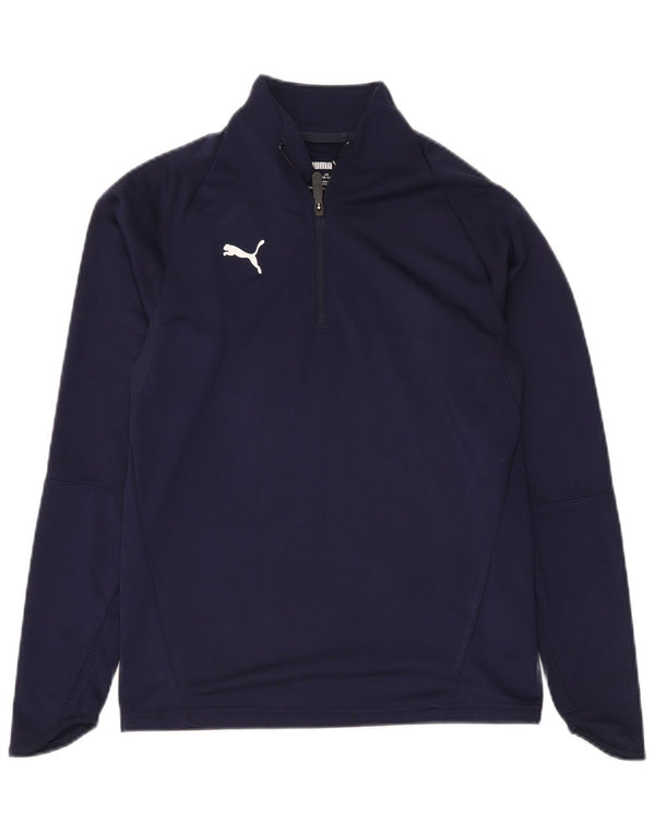 PUMA Băieți Zip Neck Top Manecă Lungă 13-14 Ani Bleumarin Poliester