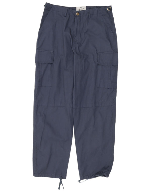 Carhartt Womens Straight Cargo Trousers Large W30 L29 Navy Blue Cotton