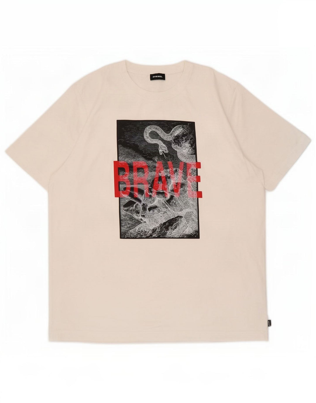 Tricou grafic pentru bărbați Diesel Top mare din bumbac alb