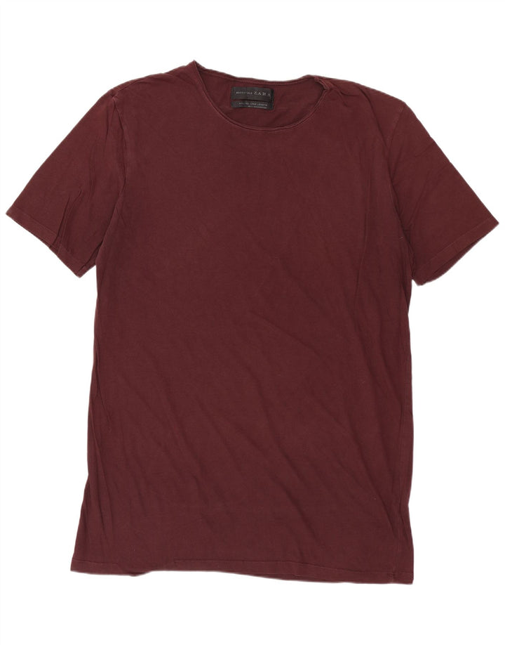 Tricou lung pentru bărbați ZARA Top mare Burgundy