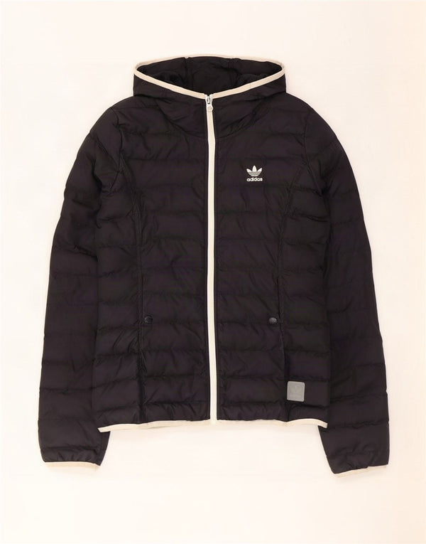 Adidas Womens Hooded Padded Jacket UK 8 Small Black Polyester