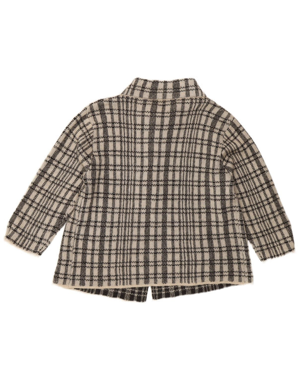 Pulover Cardigan Vintage pentru femei cu mâneci 3/4 UK 12 Medium Blue Check