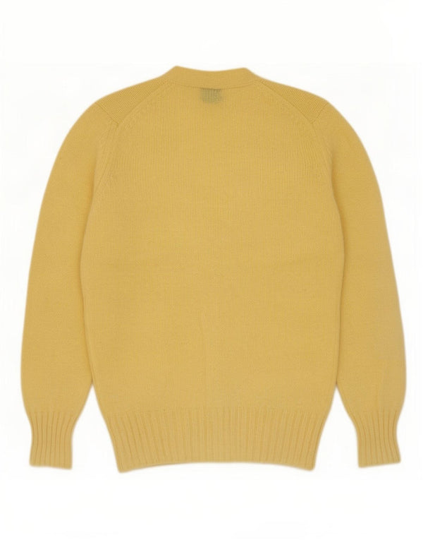 Cardigan Vintage pentru bărbați din lână virgină mică, galbenă