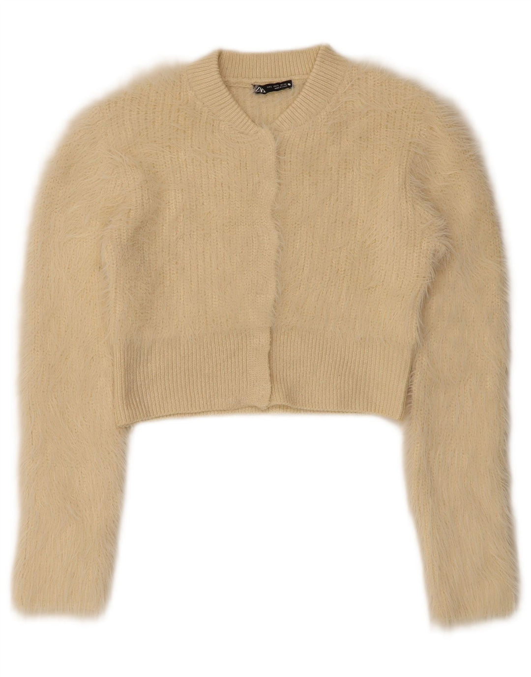 Pulover cardigan pentru femei Zara UK 8 Mic Bej Poliester