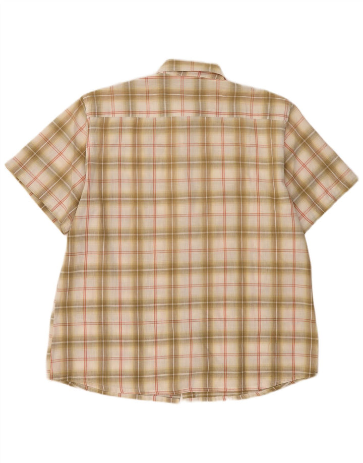 Cămașă Vintage pentru bărbați cu mânecă scurtă 2XL, bej, carouri