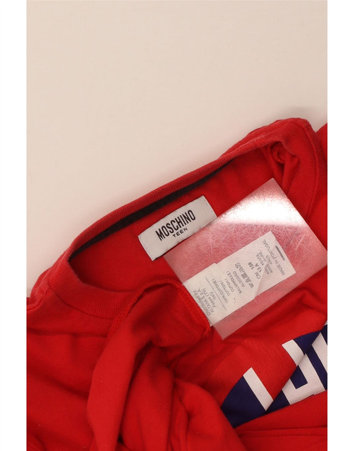 Moschino Boys Graphic Top Maneca Lunga 12-13 Ani Bumbac Roșu