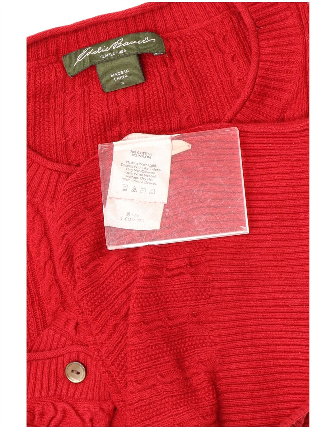 EDDIE BAUER Pulover cardigan pentru femei UK 10 Bumbac roșu mic