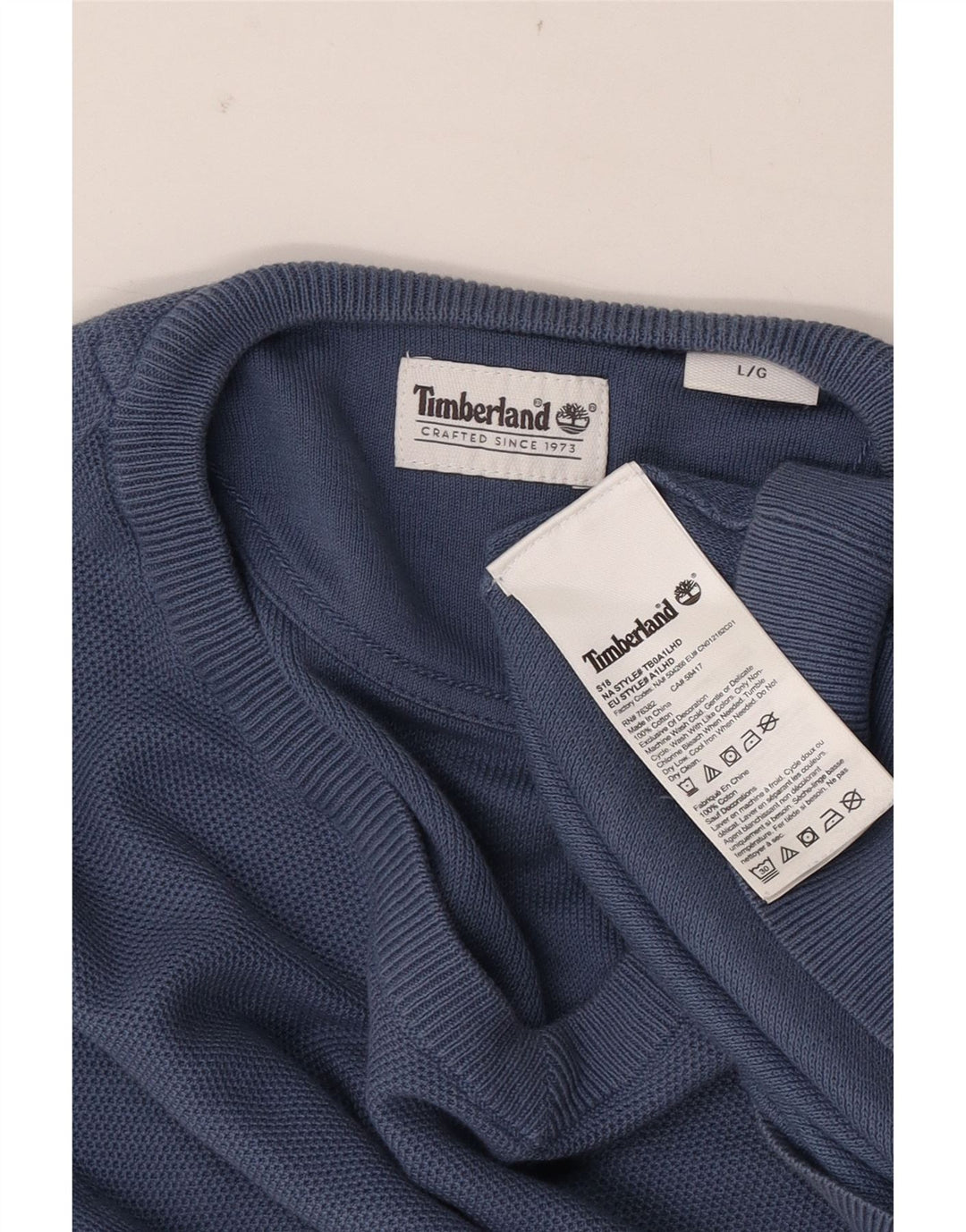 Pulover pentru bărbați Timberland cu decolteu în V, mare, albastru, bumbac