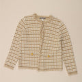 ASHLEY BROOKE Womens Open Cardigan Sweater UK 20 2XL Beige Check Polyester Vintage Ashley Brooke and Second-Hand Ashley Brooke from Messina Hembry 