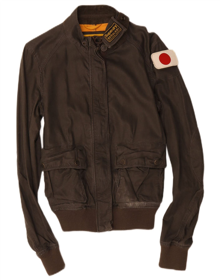 Jachetă Bomber Superdry pentru femei UK 14 Maro Mediu