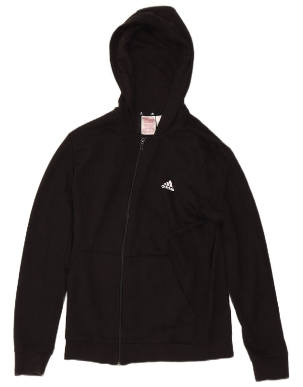 Pulover Adidas pentru băieți Graphic Zip Hoodie 13-14 ani, bumbac negru