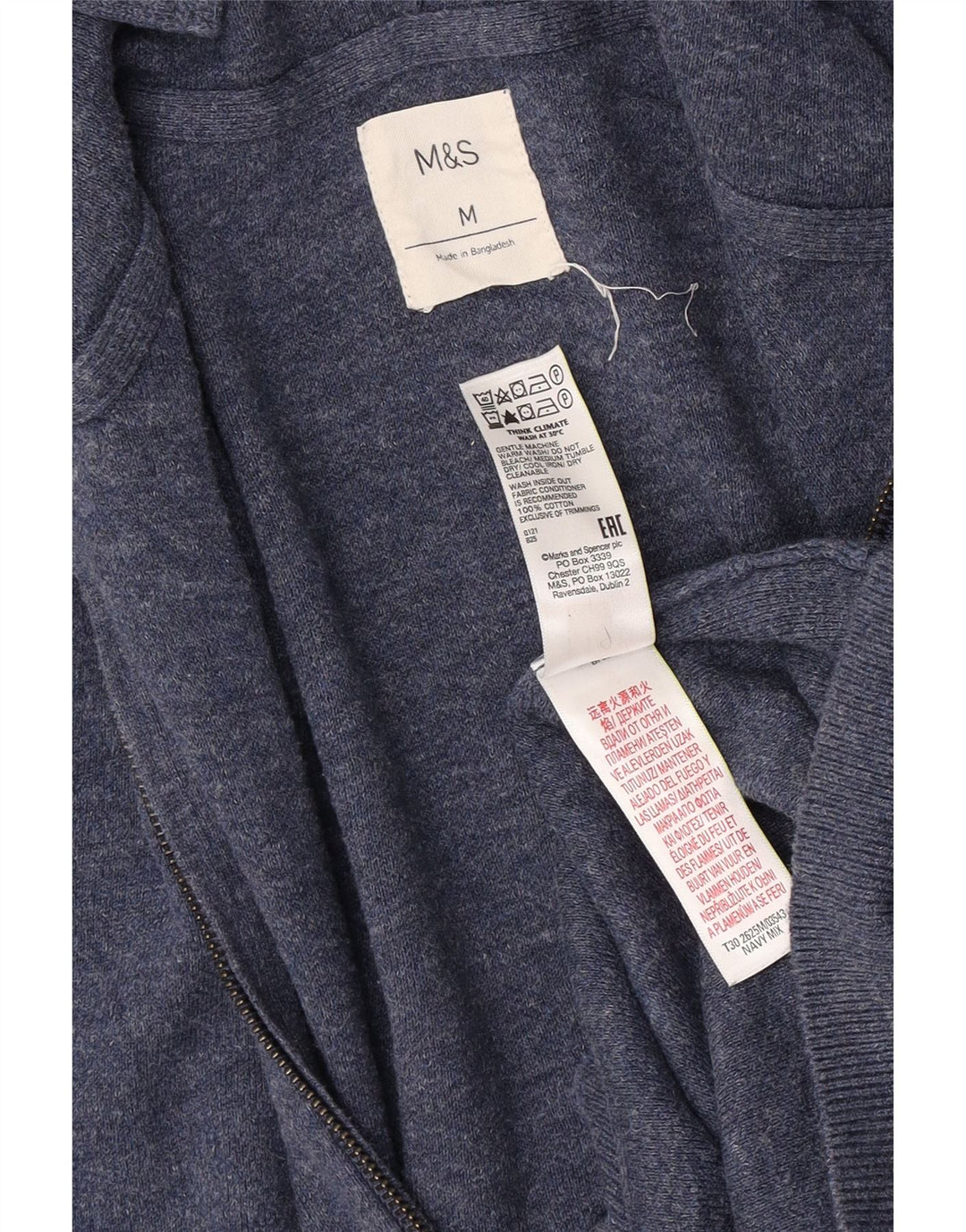 Cardigan cu glugă pentru bărbați Marks & Spencer, bumbac albastru mediu